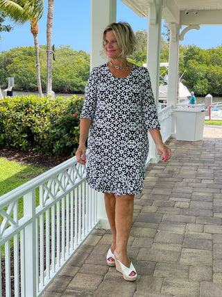 NAPLES DAY RUFFLE SLEEVE DRESS