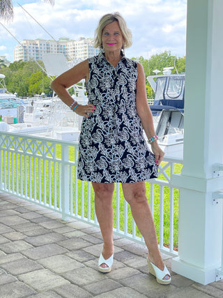 NAUTICAL LANE COLLAR DRESS - Cathys Place
