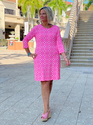 PINK DIAMONDS SLEEVE DRESS