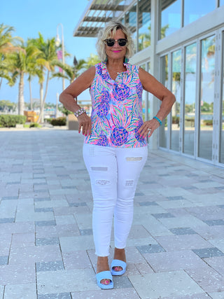 PINK PINEAPPLE DREAM SLEEVELESS RUFFLE - Cathys Place