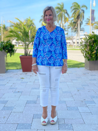 AQUA LANE V-NECK TOP - Cathys Place