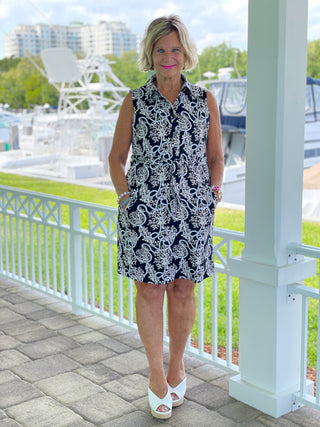 NAUTICAL LANE COLLAR DRESS - Cathys Place