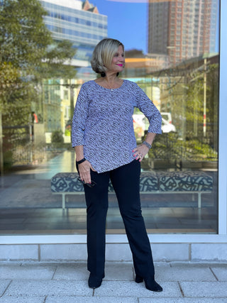 BLACK AND WHITE ZEBRA ASYMMETRIC TOP - Cathys Place