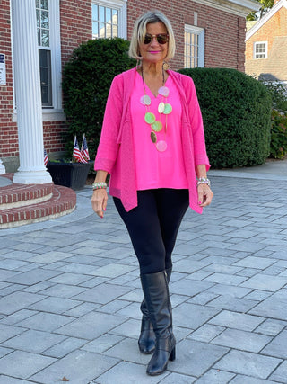 HOT PINK MESH RUFFLE WRAP