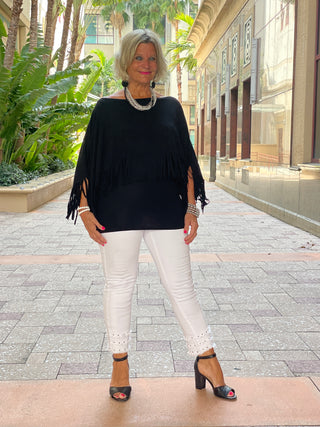 BLACK FRINGE TOP