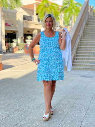 OCEAN MILE LAYERED RUFFLE DRESS