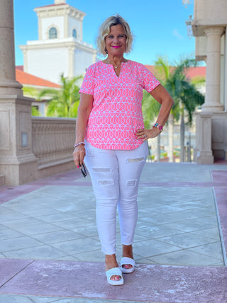 CANDY PINK SHORT SLEEVE TOP