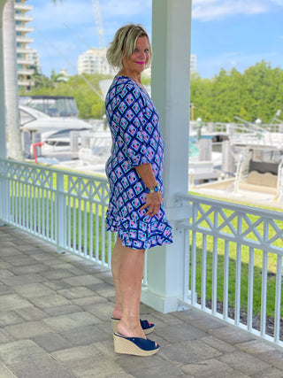 PINEAPPLE VACA SLEEVE RUFFLE DRESS