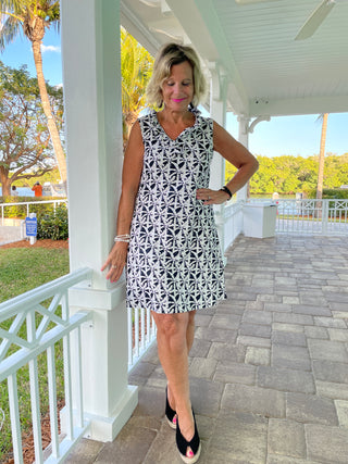 BLACK AND BEIGE RUFFLE DRESS - Cathys Place