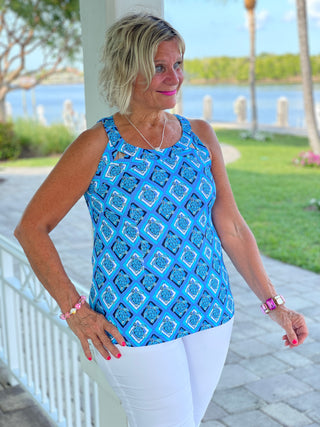 BAHAMA BLUE TURTLE HALTER TOP