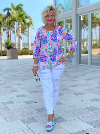 PINK PINEAPPLE DREAM ASYMMETRIC TOP - Cathys Place