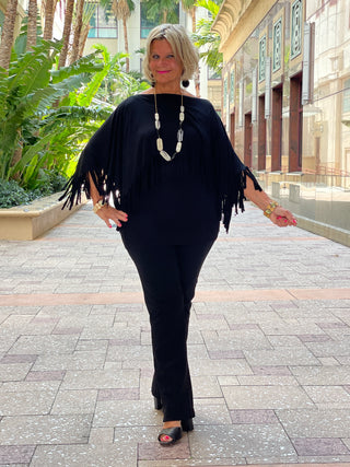 BLACK FRINGE TOP