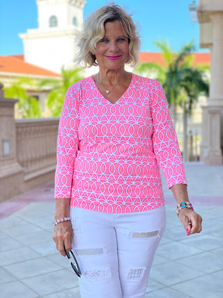 CANDY PINK V NECK TOP