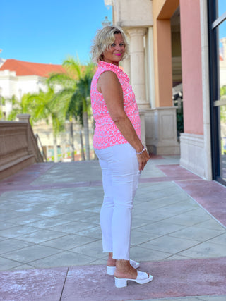 CANDY PINK SLEEVELESS RUFFLE - Cathys Place