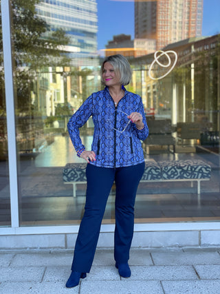SAVANNA BLUE FULL ZIPPER TOP