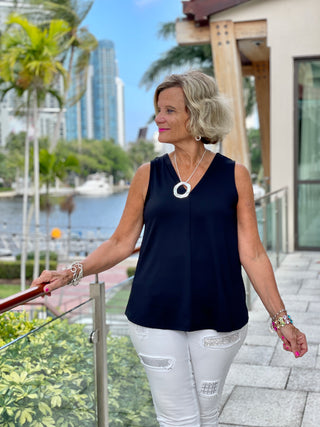 BLACK AND BEIGE PALM PALAZZO PANT - Cathys Place