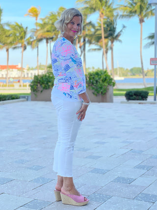 POST CARDS OF LOVE V-NECK TOP - Cathys Place