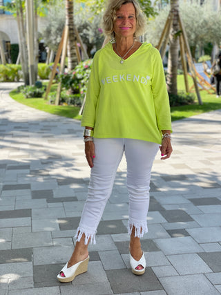 CHENILLE LIME WEEKEND HOODED SWEATER
