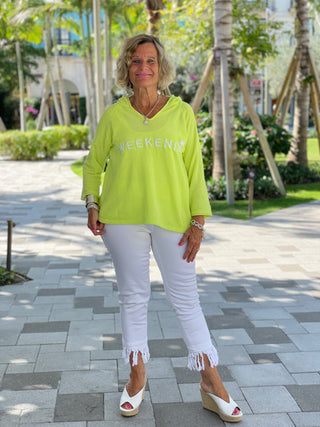 CHENILLE LIME WEEKEND HOODED SWEATER