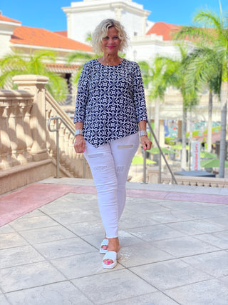 BRIGHTEN BLUE ASYMMETRIC TOP - Cathys Place