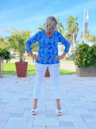 AQUA LANE V-NECK TOP - Cathys Place