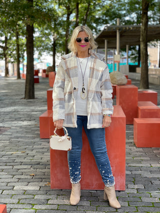 SNOW PLAID FAUX  FUR JACKET OR COAT - Cathys Place