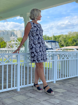 NAUTICAL  LANE SHIFT DRESS